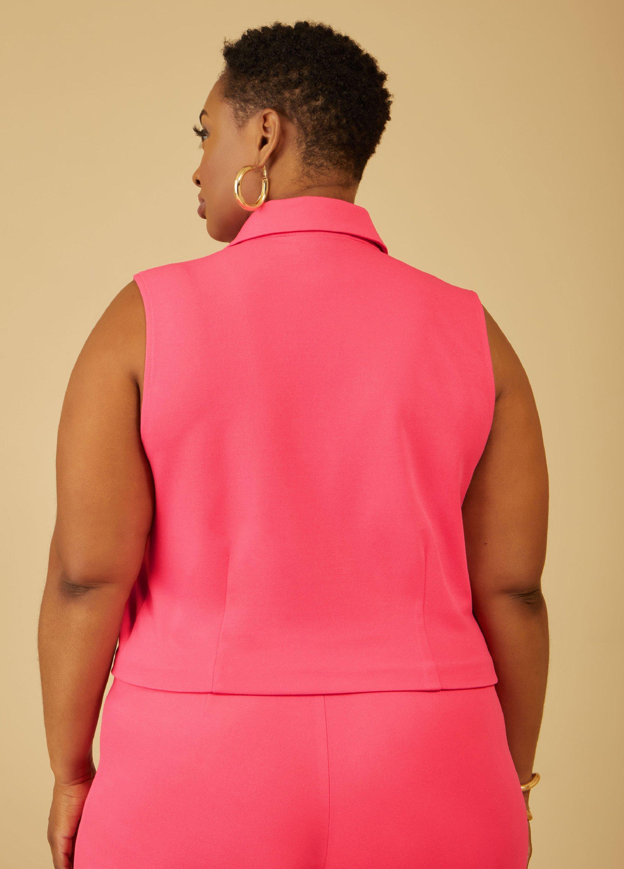 Plus Size Cropped Crepe Vest Ashley Stewart Product Image