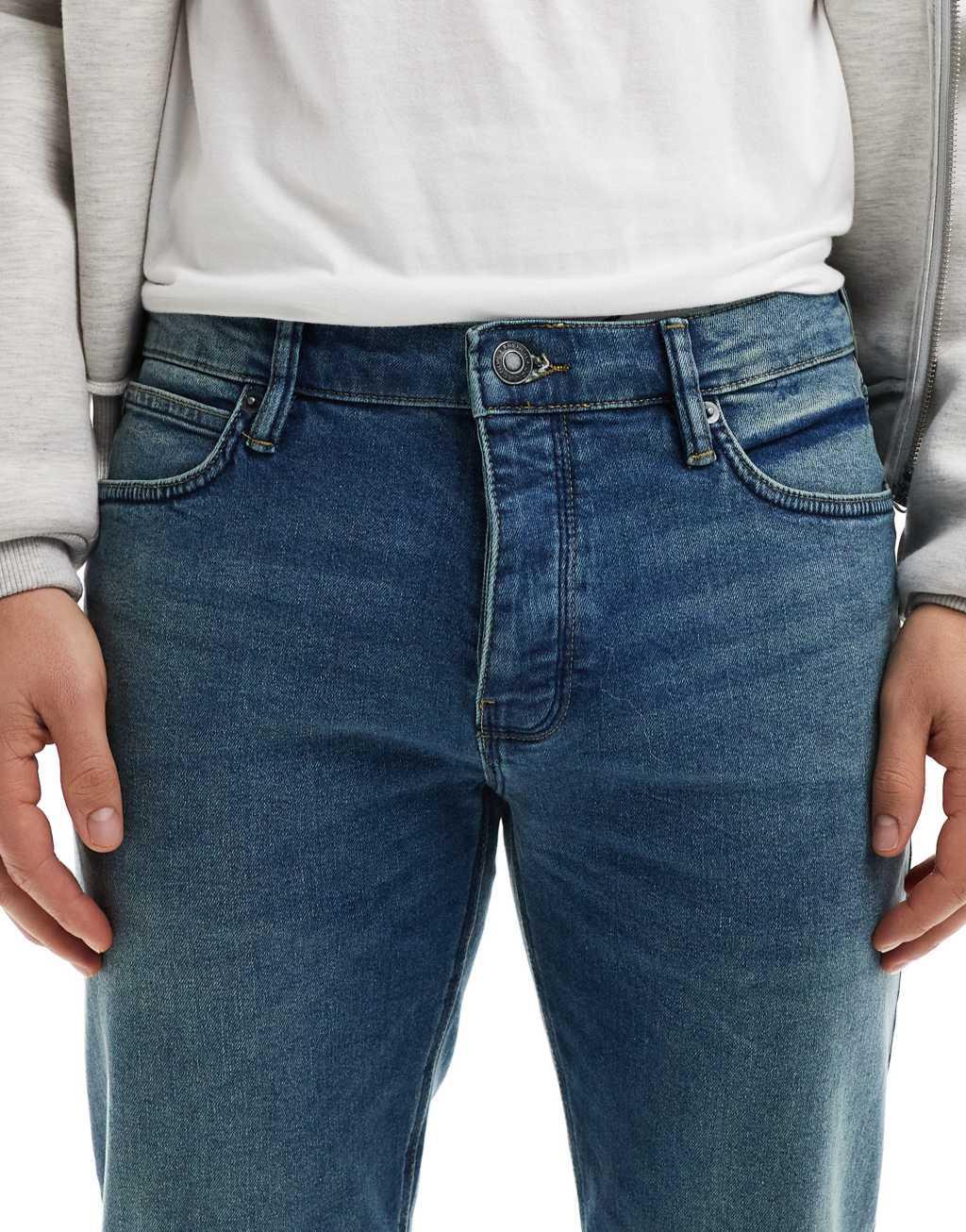 French Connection tapered jeans in washed blue Product Image