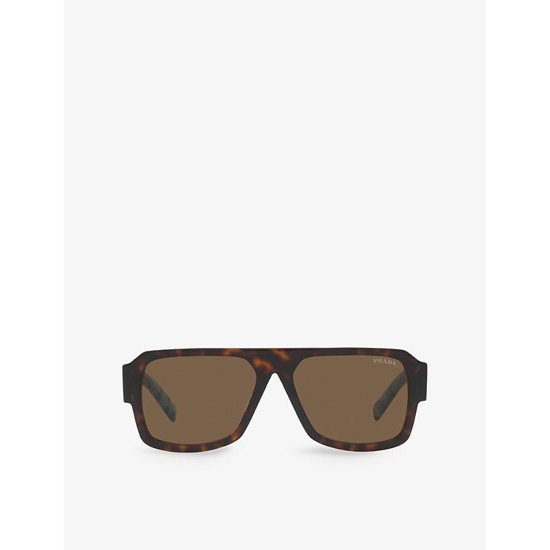 PRADA Womens Pr 22ys Pilot-frame Acetate Sunglasses Brown Product Image