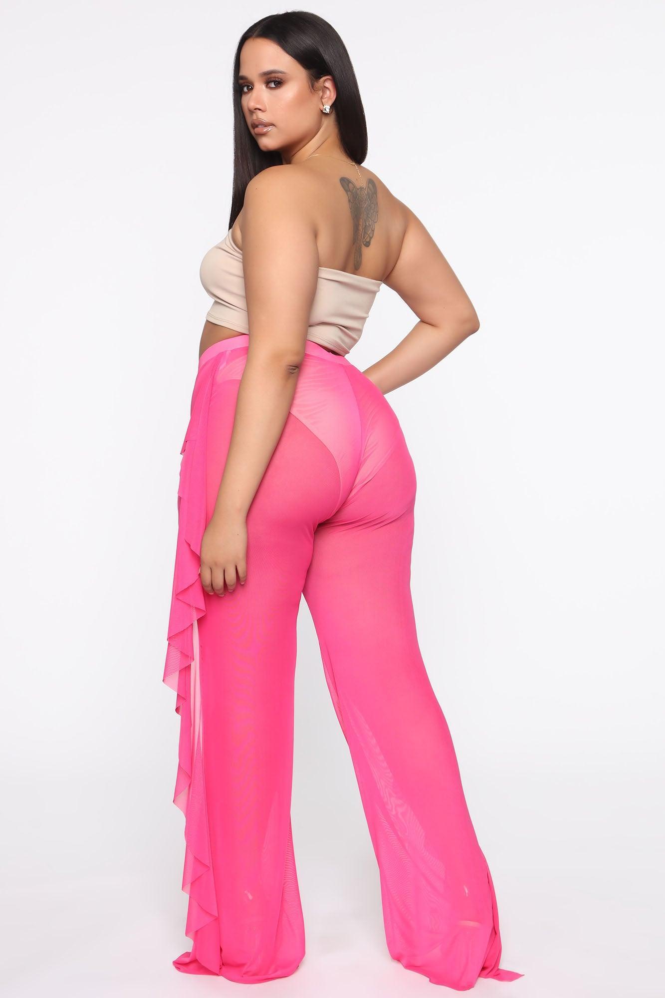 Sunshine See Through Cover Up Pant - Fuchsia Product Image