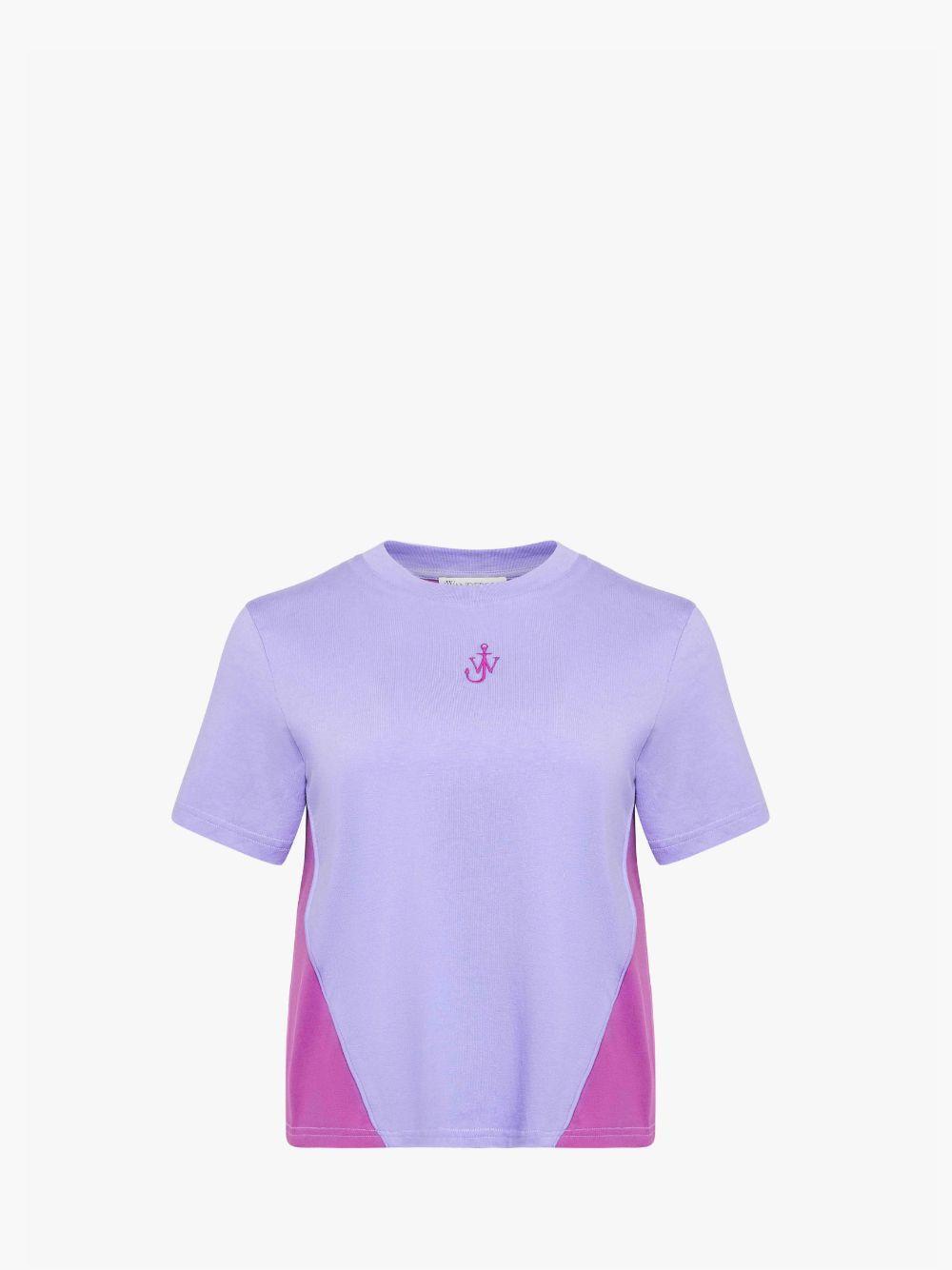 PANELLED CROPPED T-SHIRT WITH ANCHOR EMBROIDERY in purple | JW Anderson US  Product Image