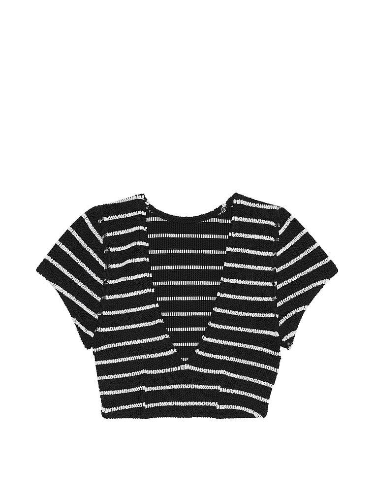 Crinkle Short-Sleeve Bikini Top Product Image