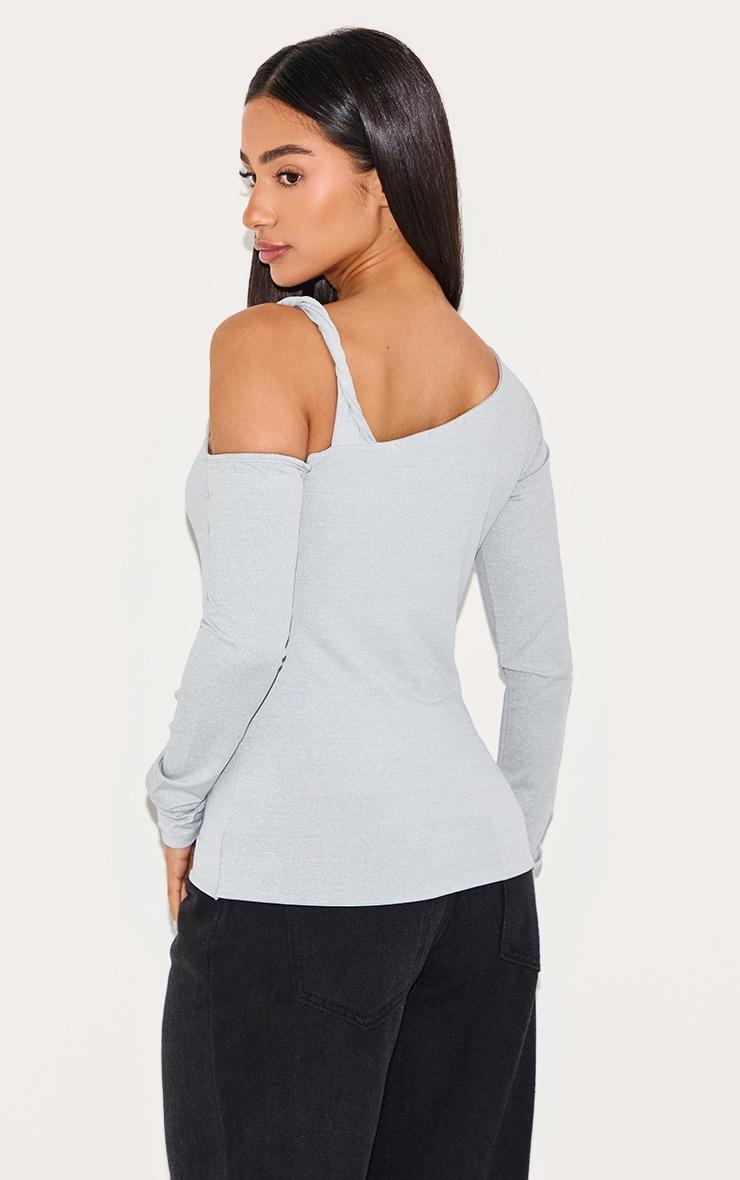 Petite Ash Grey Soft Touch Knot Detail Long Sleeve Top Product Image