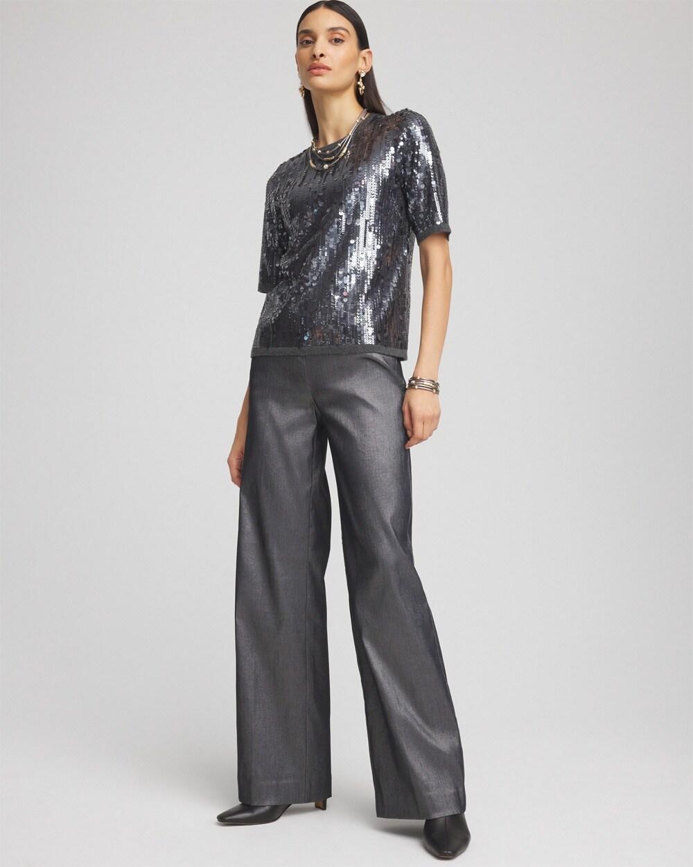 Petite Silver Brigitte Wide Leg Pants Product Image