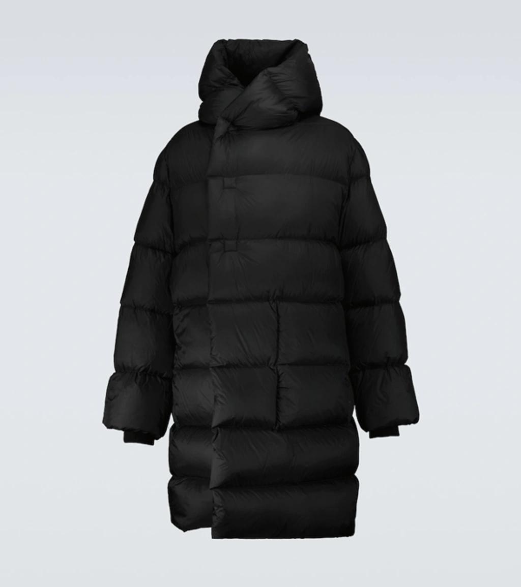 RICK OWENS Wrap-front Hooded Quilted Down Coat In Black Product Image