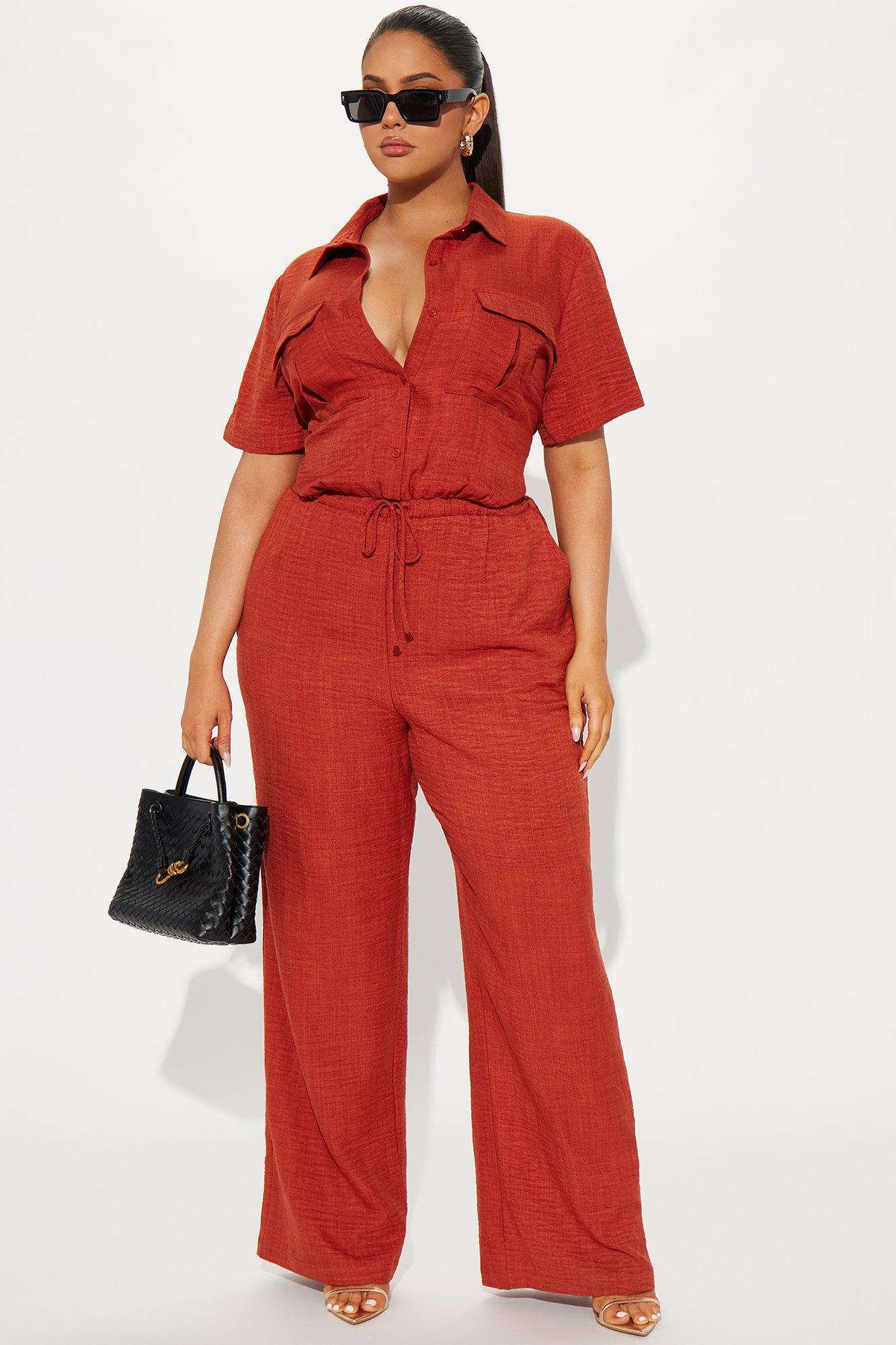Come Find Me Linen Jumpsuit - Rust Product Image