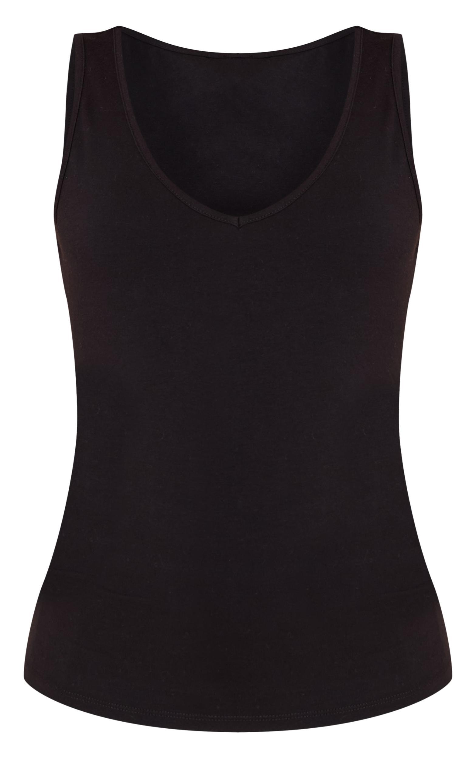 Black Soft Cotton V Neck Vest Top Product Image