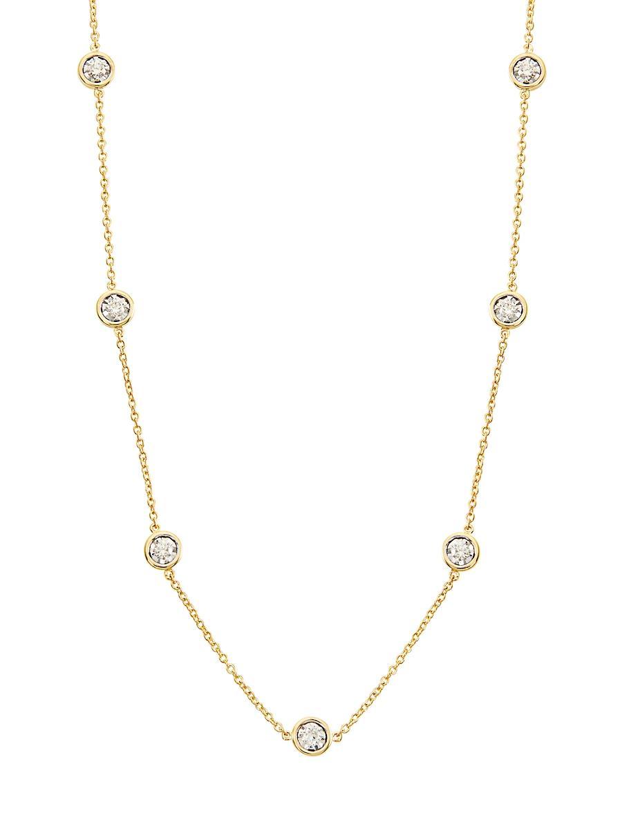 Womens 14K Yellow Gold & 0.50 TCW Diamond Station Necklace/16-18 Product Image