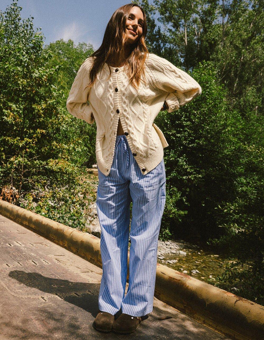 FULL TILT Womens Poplin Boxer Pants - NAVY COMBO Product Image