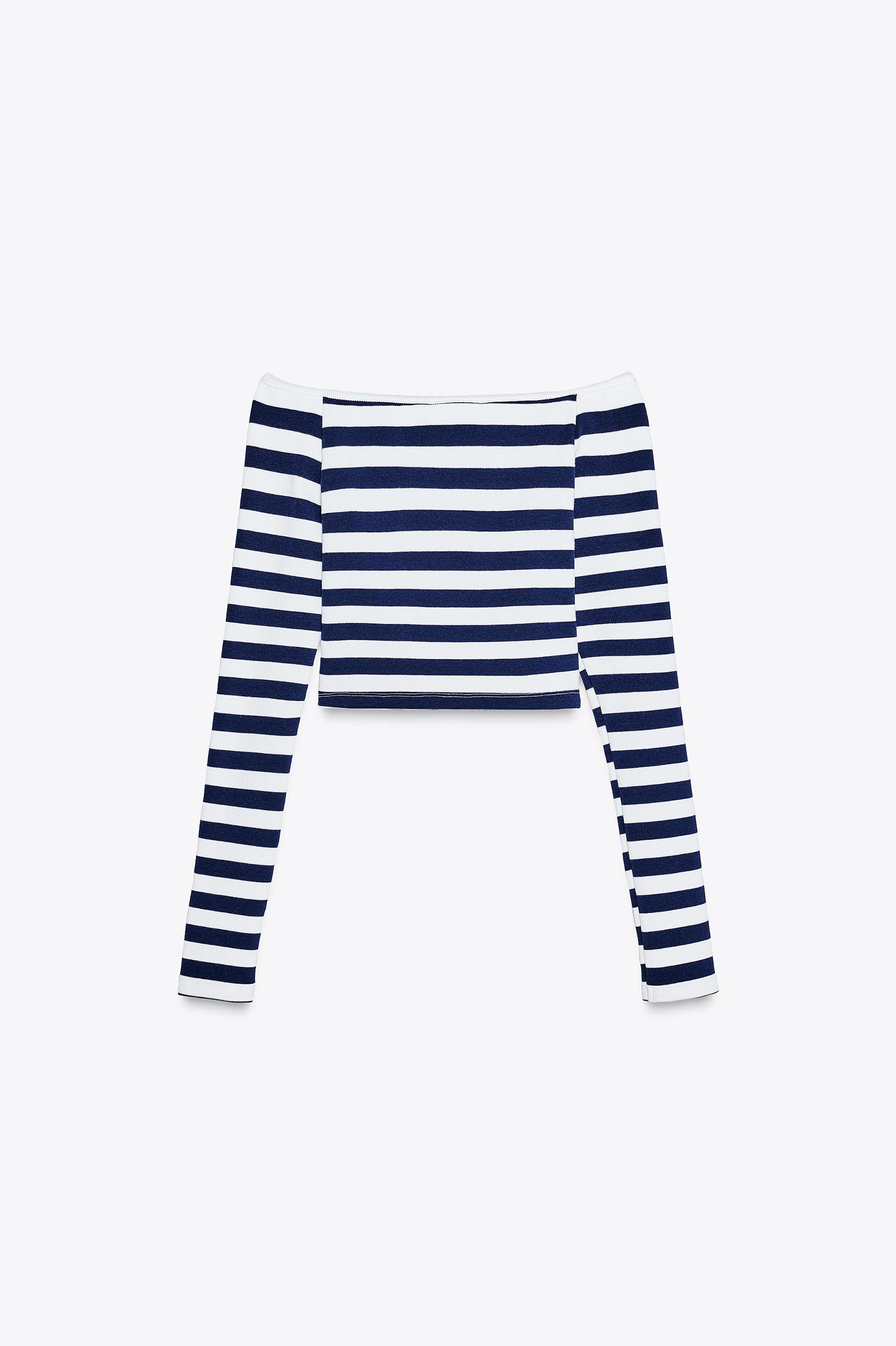 STRIPED COLD SHOULDER TOP Product Image