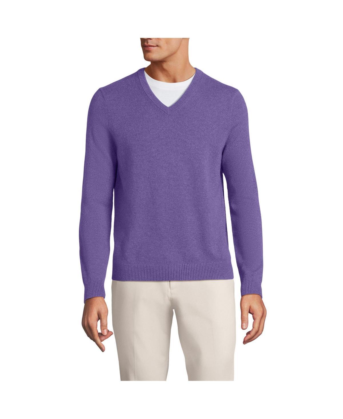 Mens Lands End Fine-Gauge Cashmere V-neck Sweater Product Image