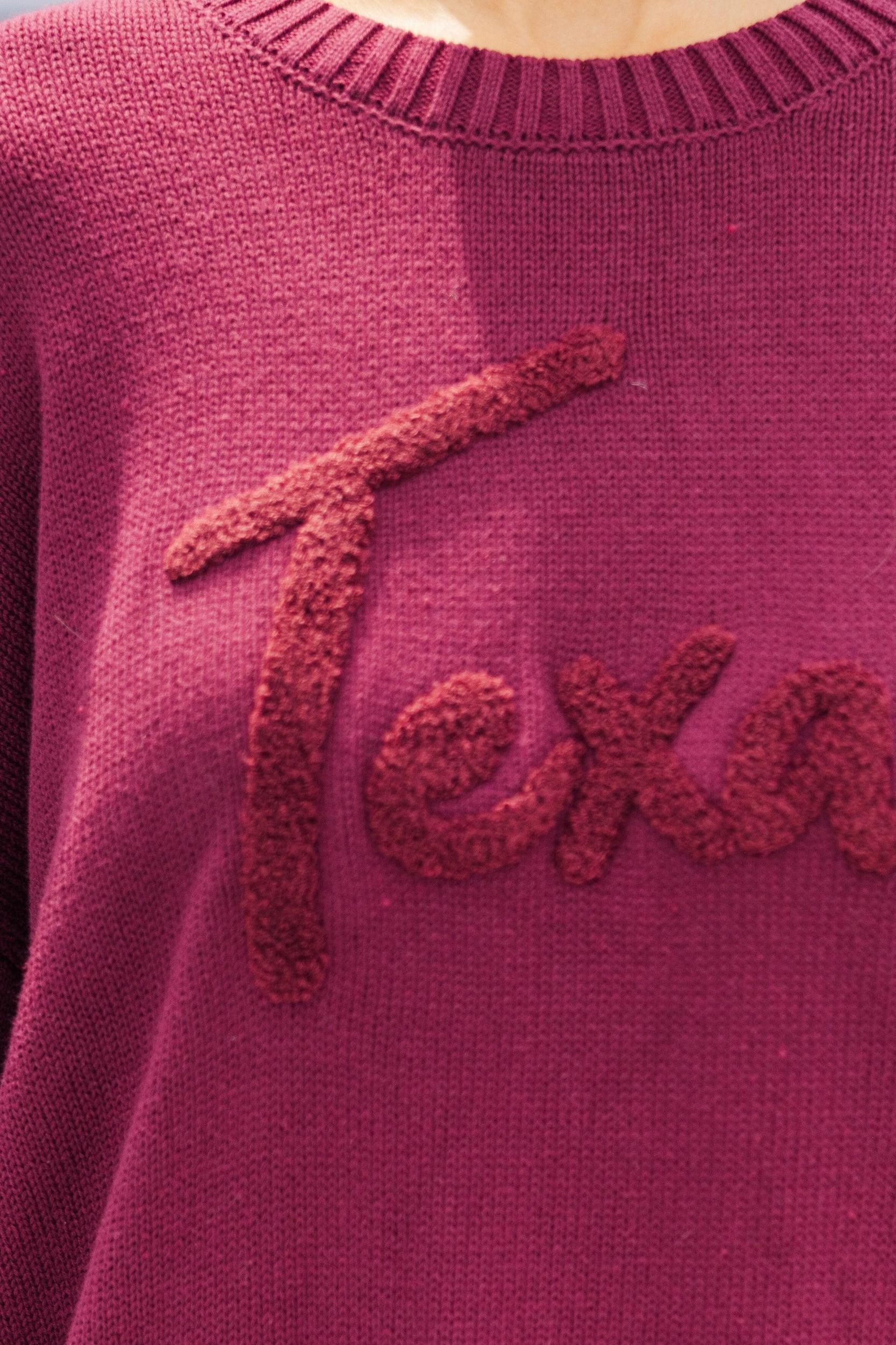 It's A Win Maroon Texas Script Sweater Female Product Image