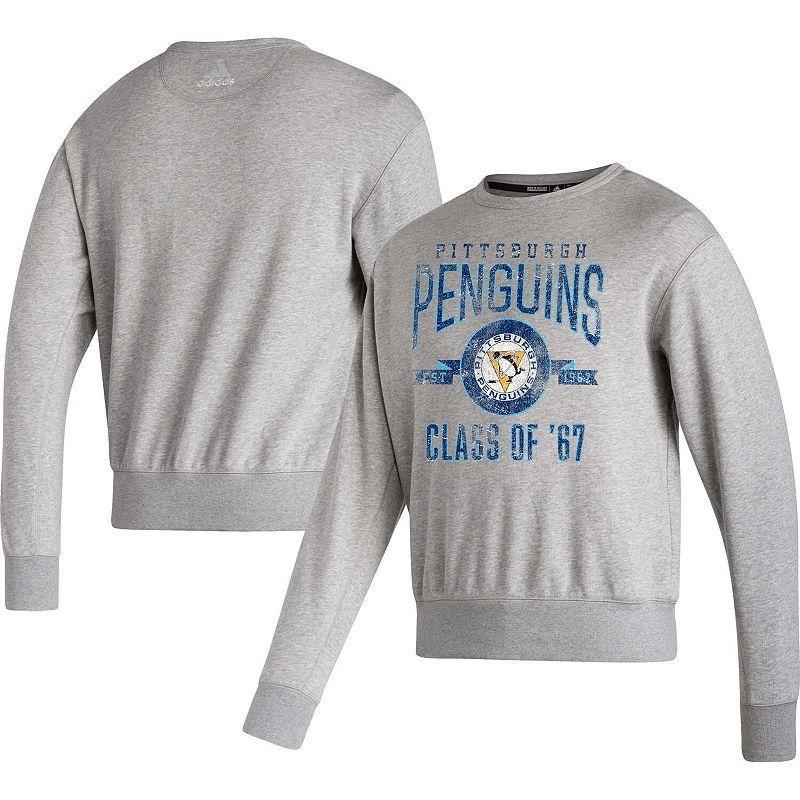 Mens adidas Heathered Gray Pittsburgh Penguins Vintage Pullover Sweatshirt Product Image