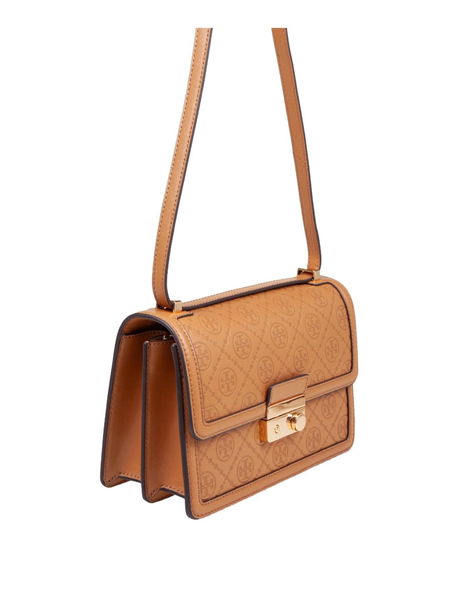 TORY BURCH Shoulder Bag In Monogram Leather Color Leather In Beige Product Image