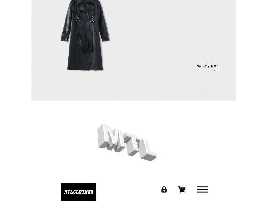 Lapel Collared Faux Leather Double Breasted Long Coat Product Image