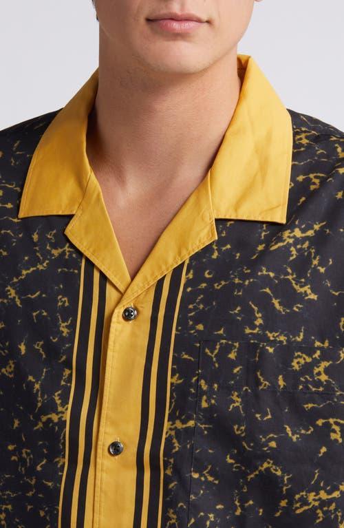 HUGO BOSS Oversize-fit Shirt In A Printed Cotton Blend In Gold Product Image