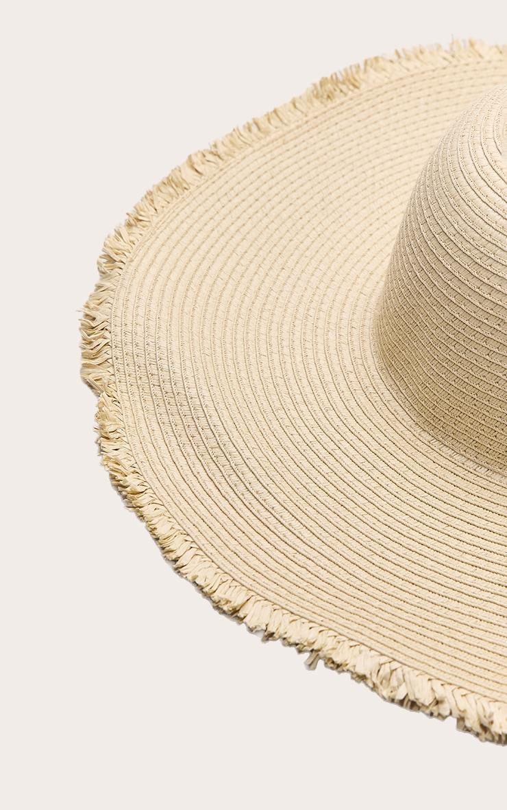 Natural Raffia Frayed Edge Circular Sun Hat Product Image