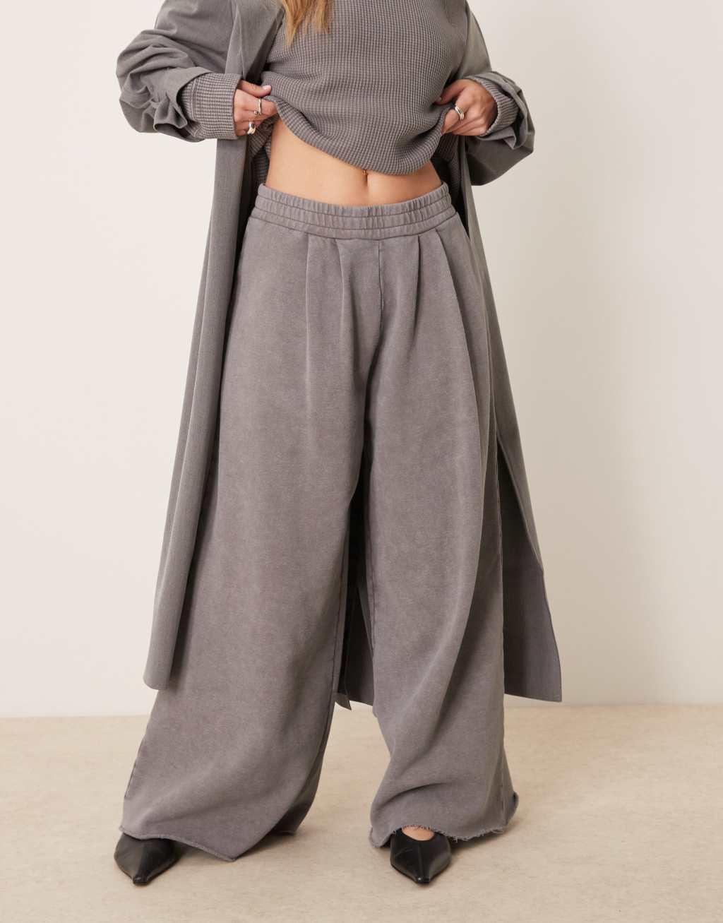 ASOS DESIGN extreme wide leg sweatpants in washed gray Product Image