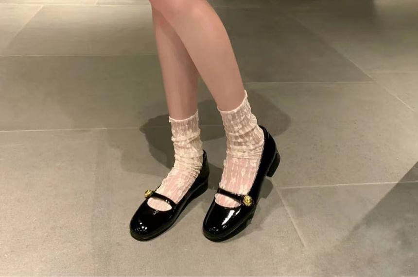 Floral Lace Trim Sheer Socks Product Image