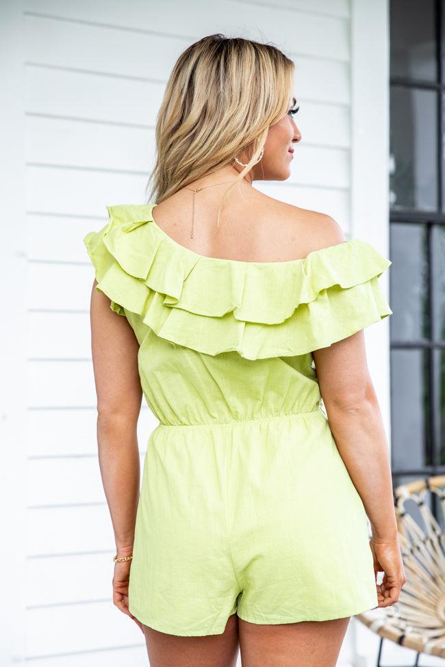 Happy Thoughts Lime Ruffle Romper FINAL SALE Product Image