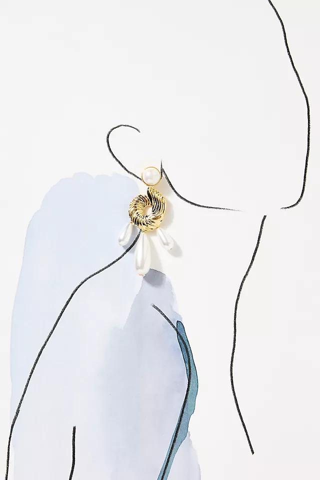 Twisted Metal Pearl Drop Earrings Product Image