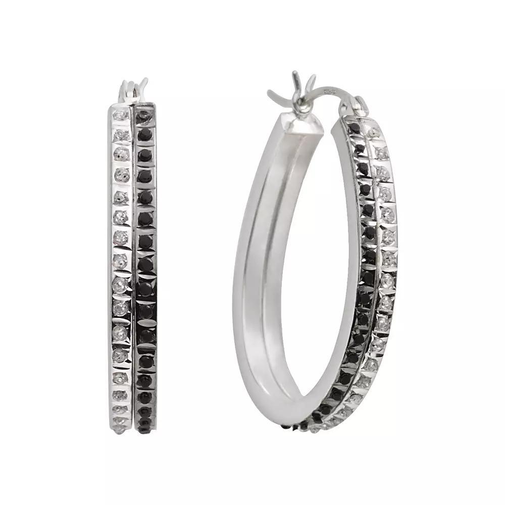Diamond Mystique Sterling Silver Diamond Accent Double Row Pear-Shaped Hoop Earrings, Women's Product Image