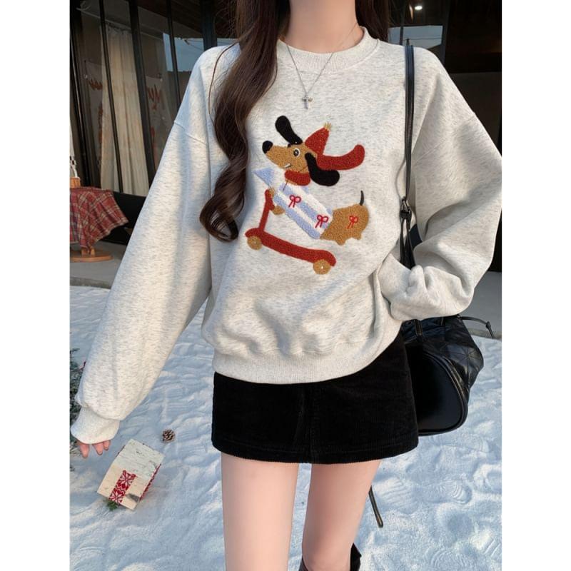 Long-Sleeve Crewneck Embroidered Sweatshirt Product Image