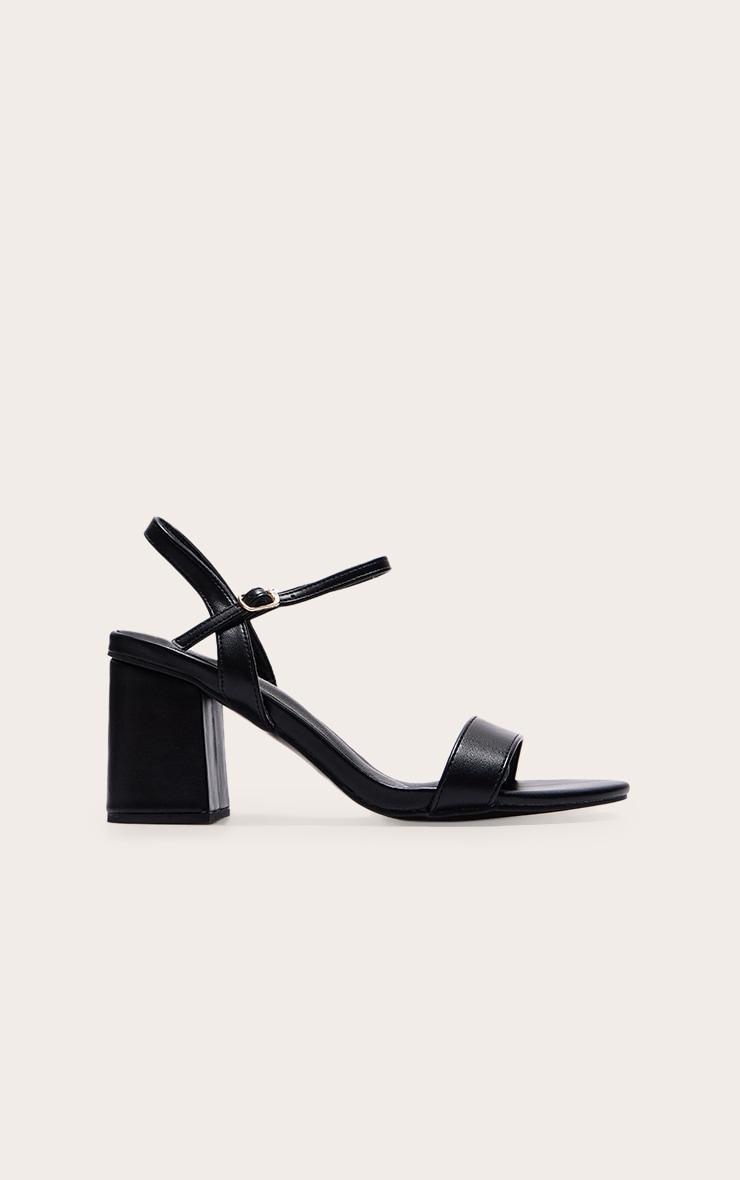 Black PU Basic Strap Detail Low Heeled Sandals Product Image