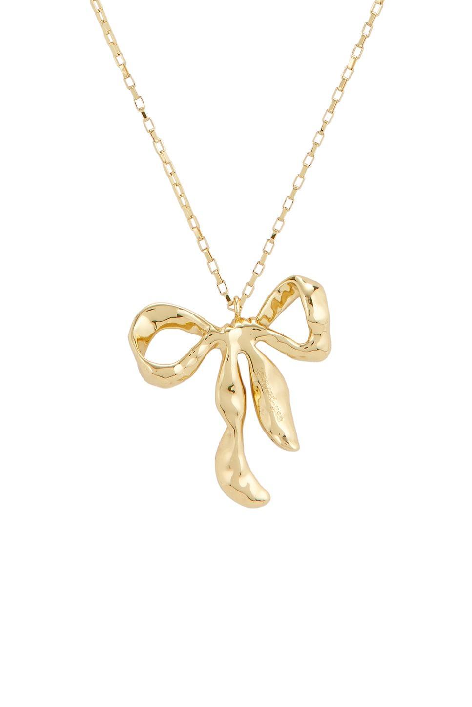 Mottled Gold Bow Pendant Necklace self-portrait Product Image