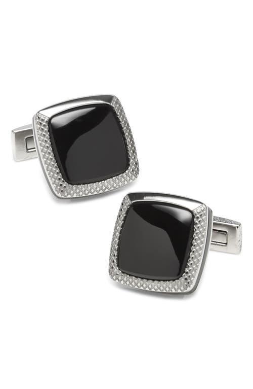 Mens Stainless Steel Black Onyx Cushion Cufflinks Product Image