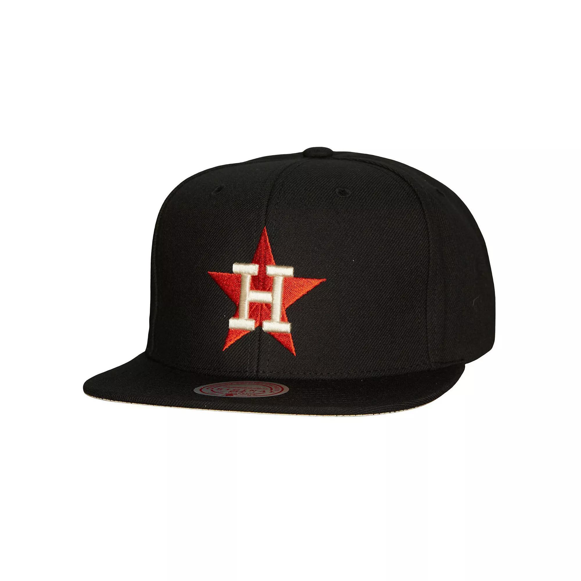 Men's Mitchell & Ness Black Houston Astros Cooperstown Collection True Classics Snapback Hat Product Image