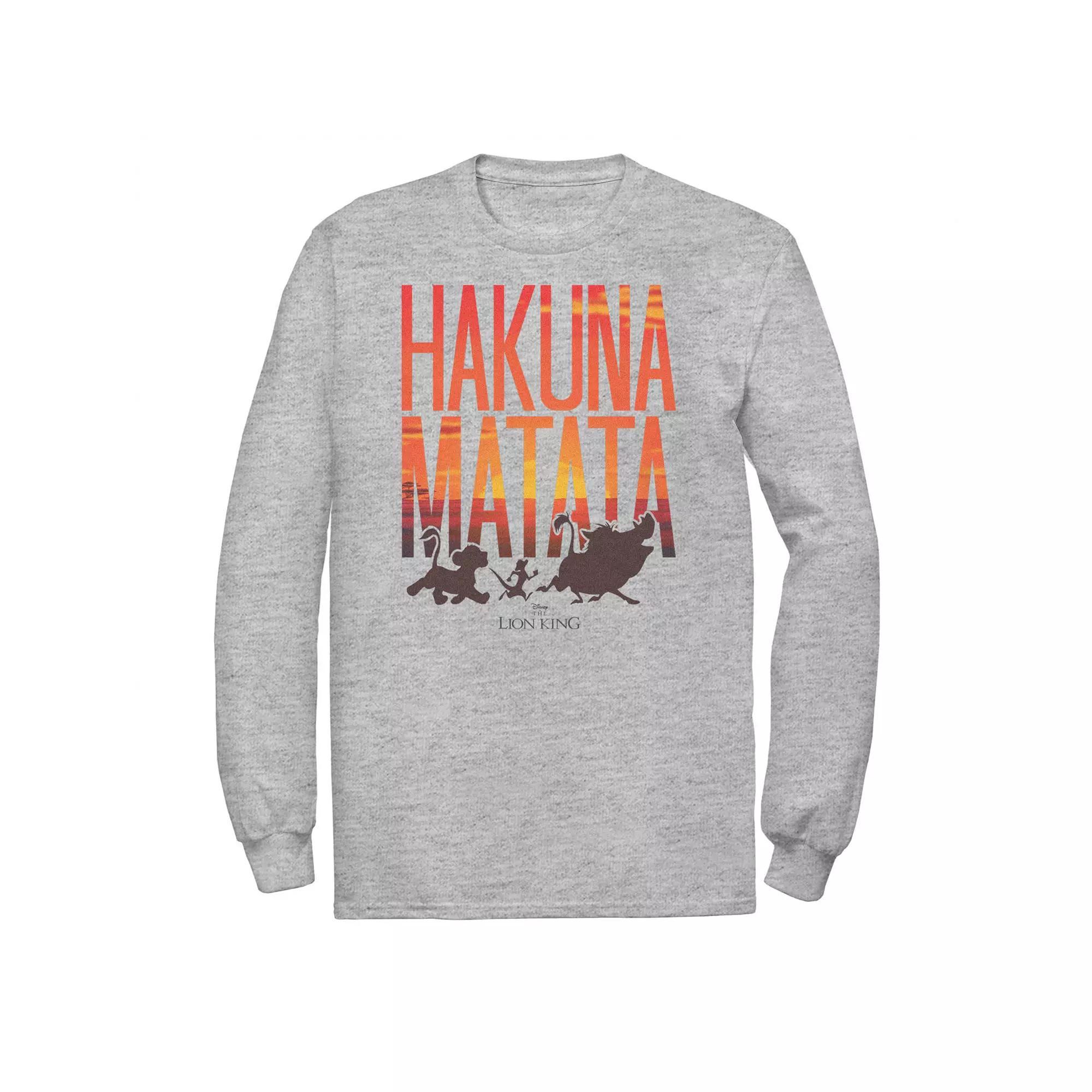 Disney's The Lion King Big & Tall Sunset Hakuna Matata Long Sleeve Graphic Tee, Men's, Size: 3XL, Athletic Grey Product Image