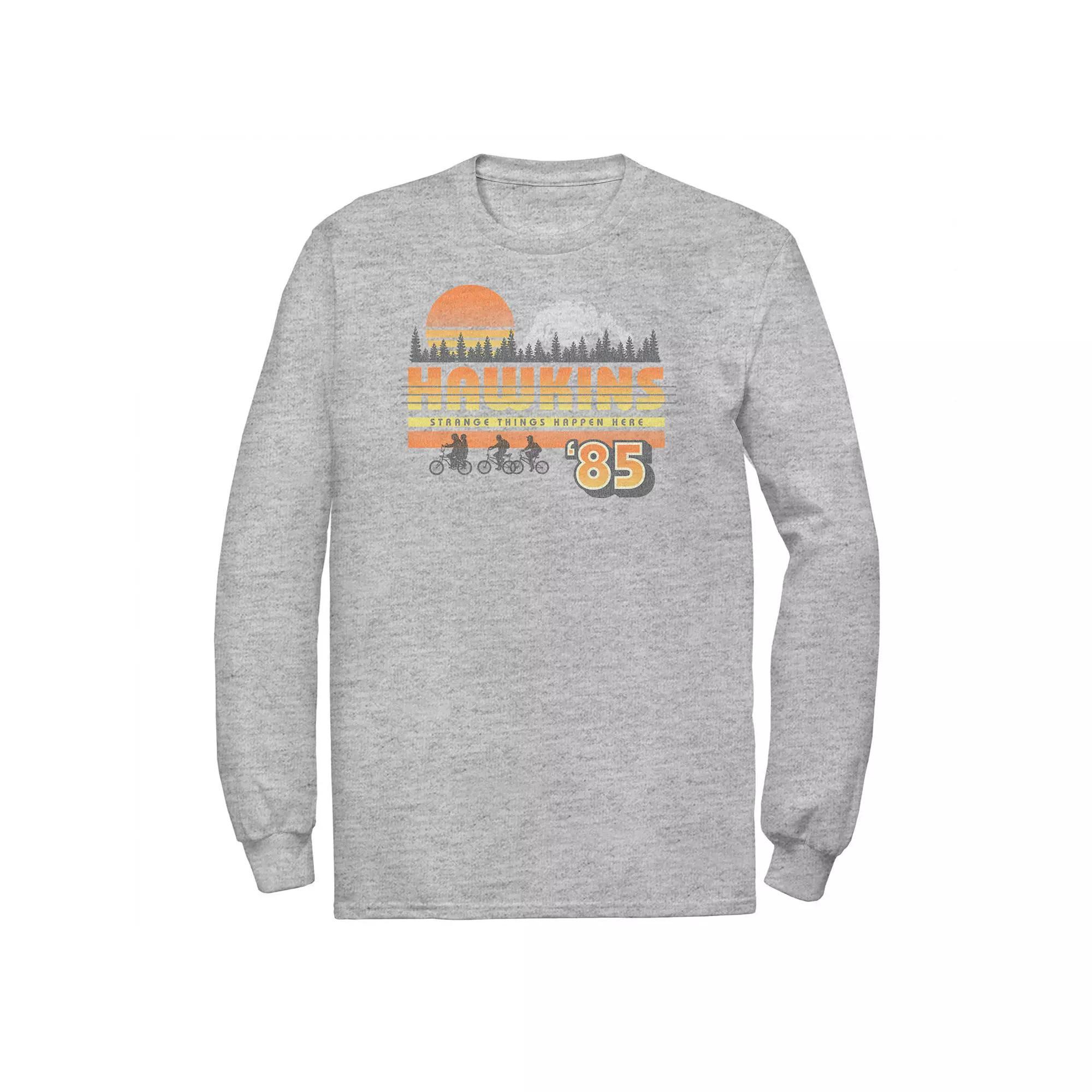 Big & Tall Stranger Things Hawkins Sunset Landscape Long Sleeve Graphic Tee, Men's, Size: 3XL Tall, Athletic Grey Product Image