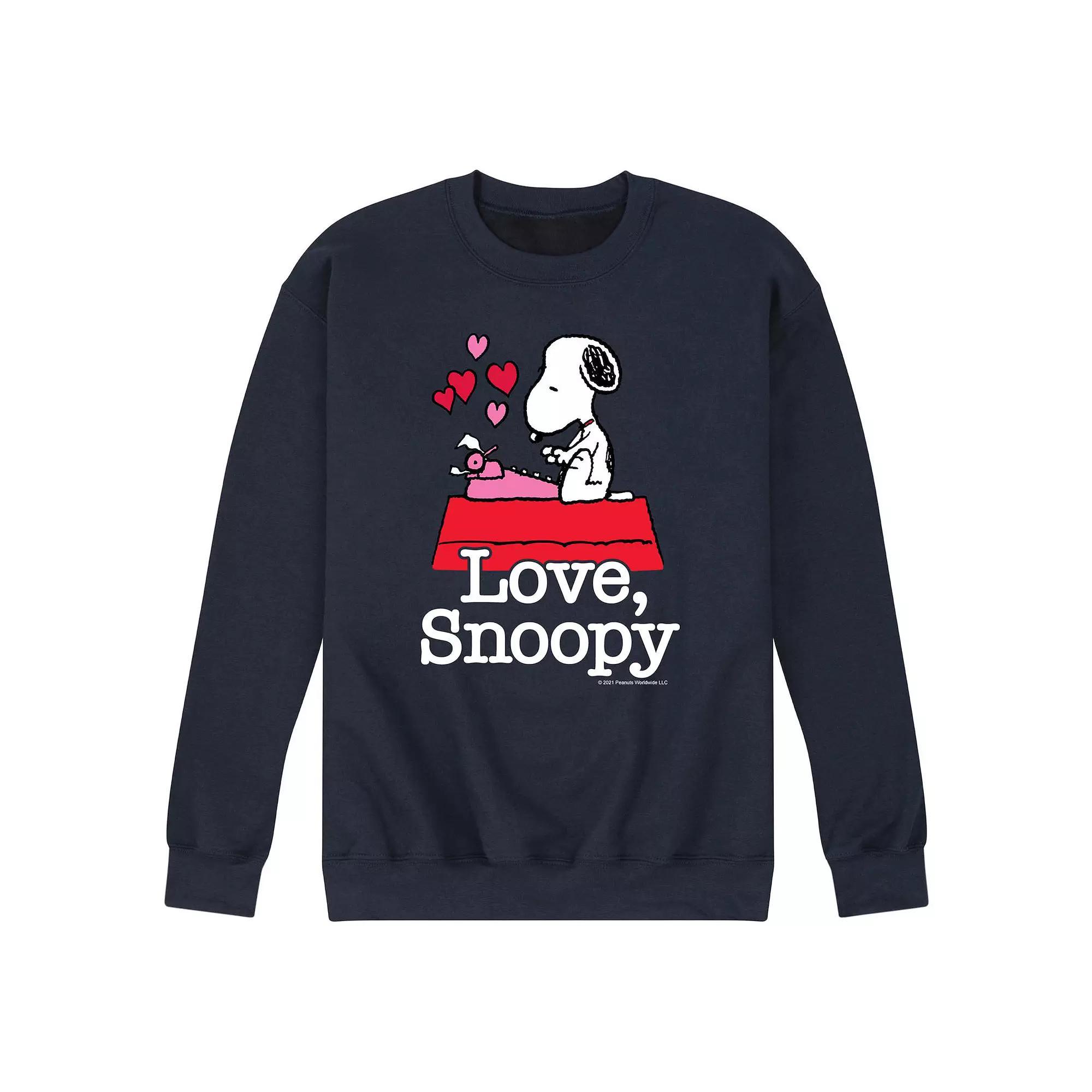 Men's Peanuts Love Snoopy Fleece Sweatshirt, Size: Small, Blue Product Image