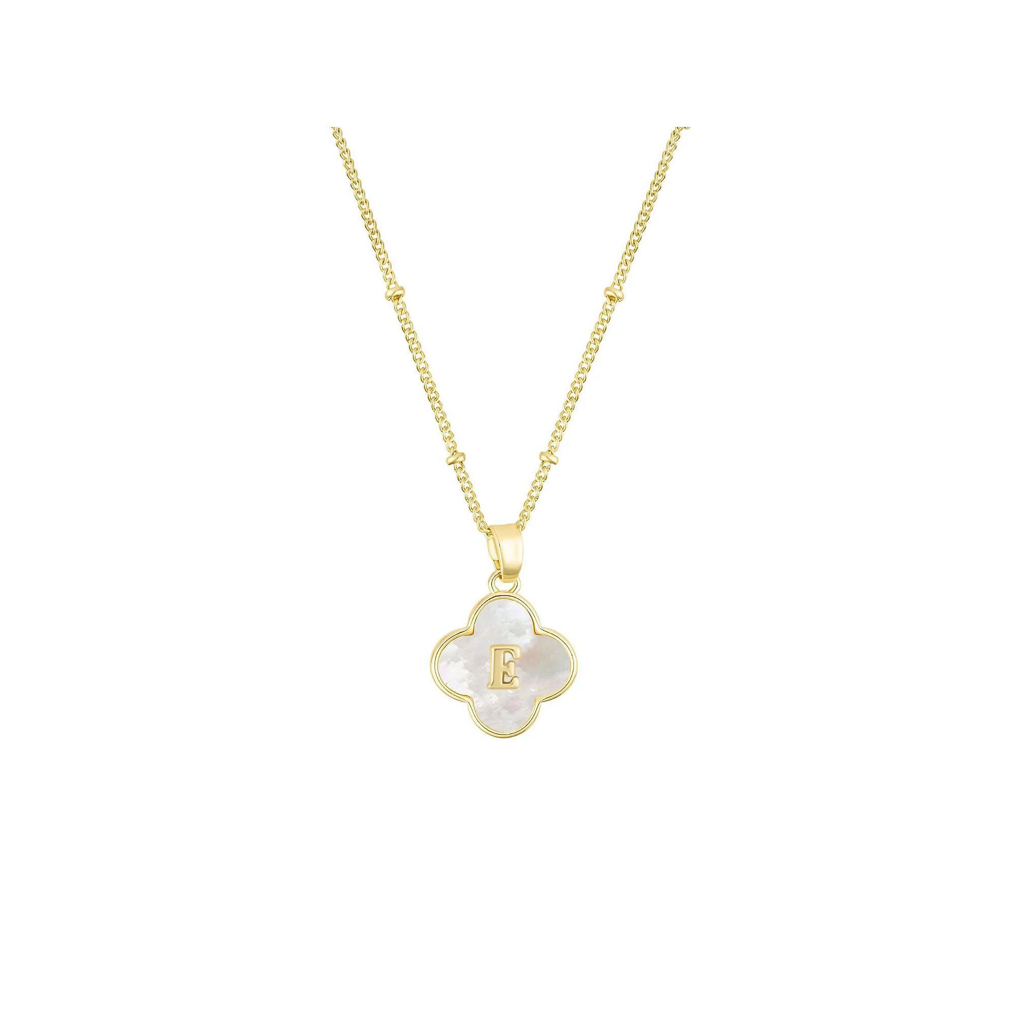 Adornia 14k Gold Plated Mother-of-Pearl Initial Clover Necklace, Women's,  Product Image