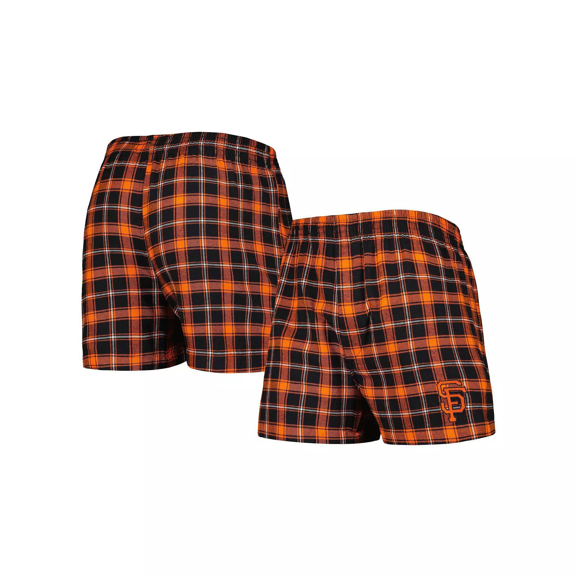 Men's Concepts Sport Black/Orange San Francisco Giants Ledger Flannel Boxers, Size: 3XL Product Image