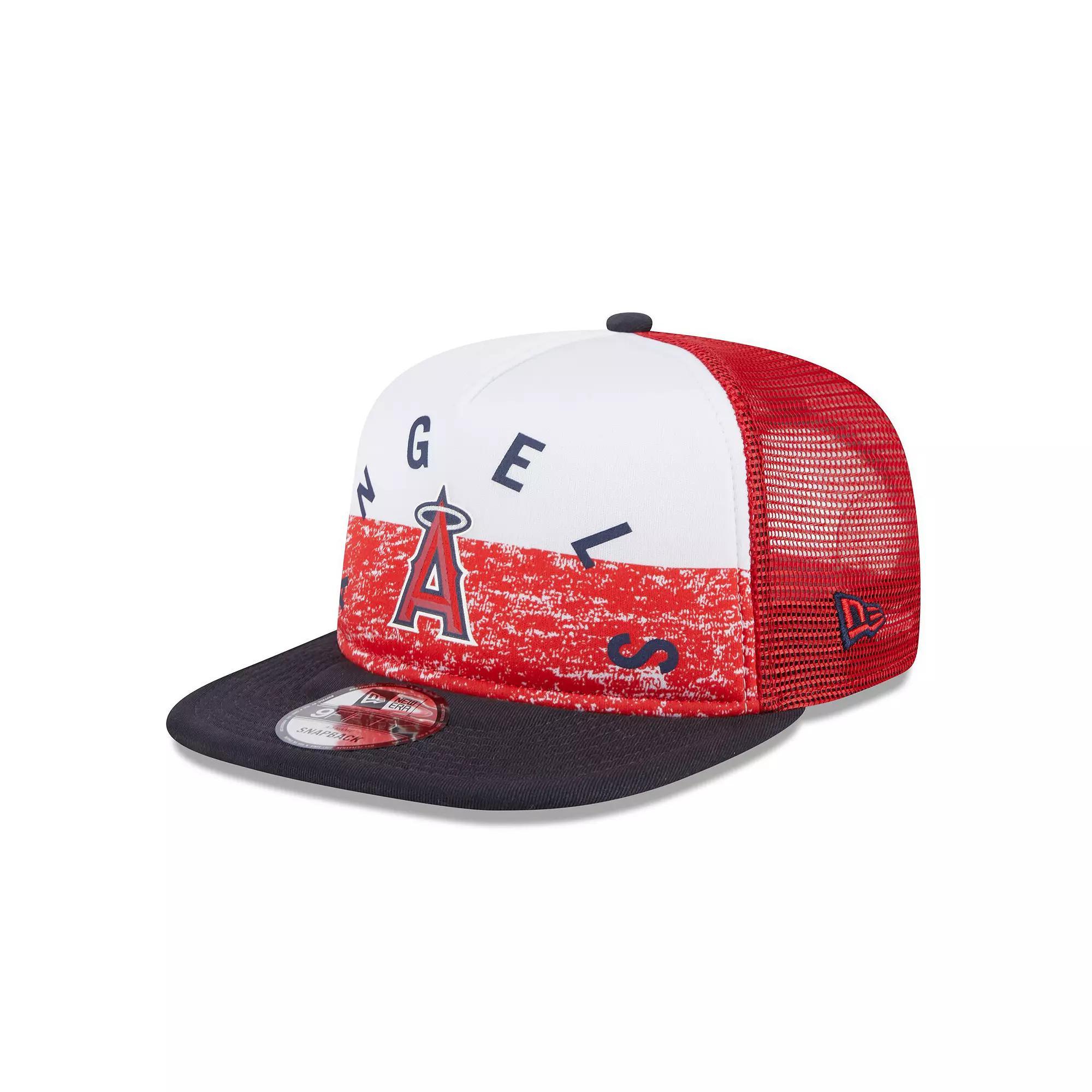 Men's New Era White/Red Los Angeles Angels Team Foam Front A-Frame Trucker 9FIFTY Snapback Hat Product Image
