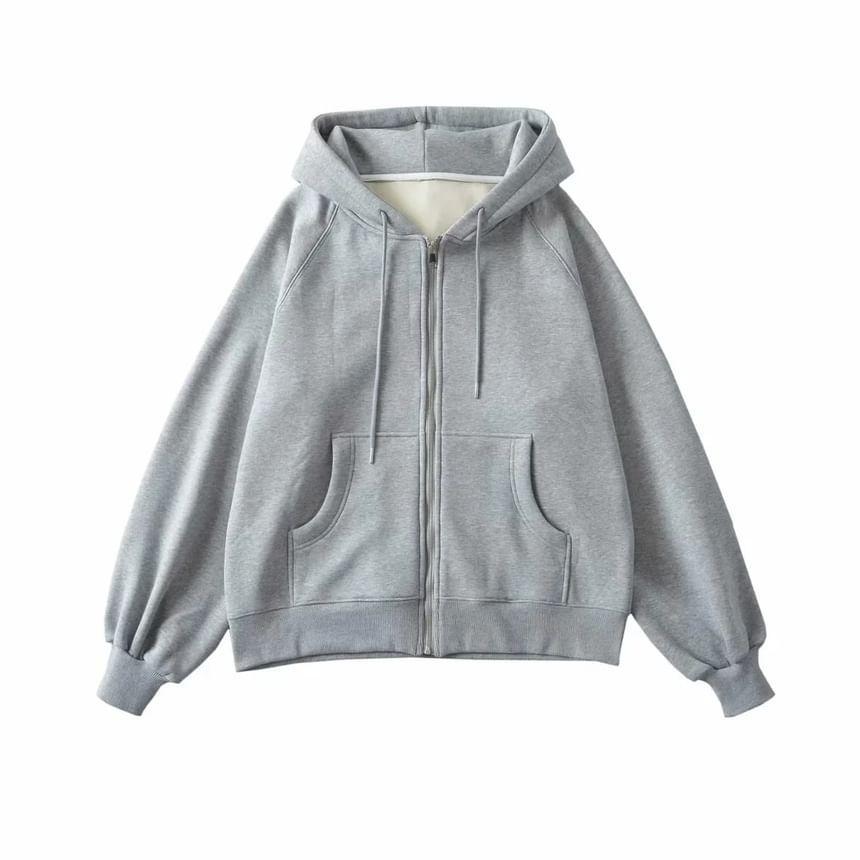 Plain Zip Hoodie Product Image