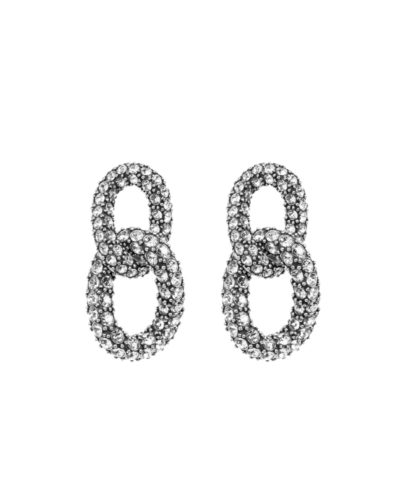 ISABEL MARANT Funky Ring Crystal-embellished Earrings In Silver Product Image