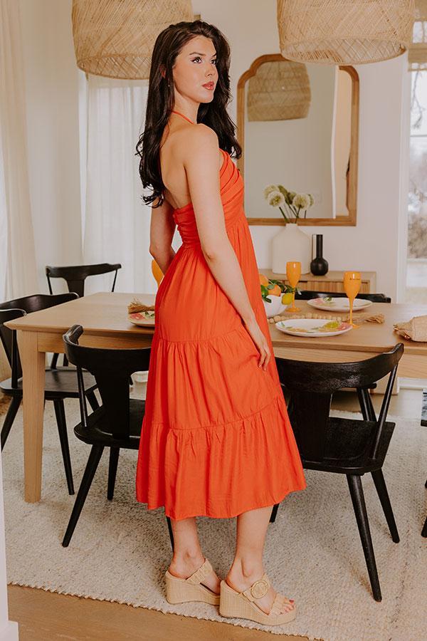Coastal Views Halter Midi Dress in Tangerine Product Image