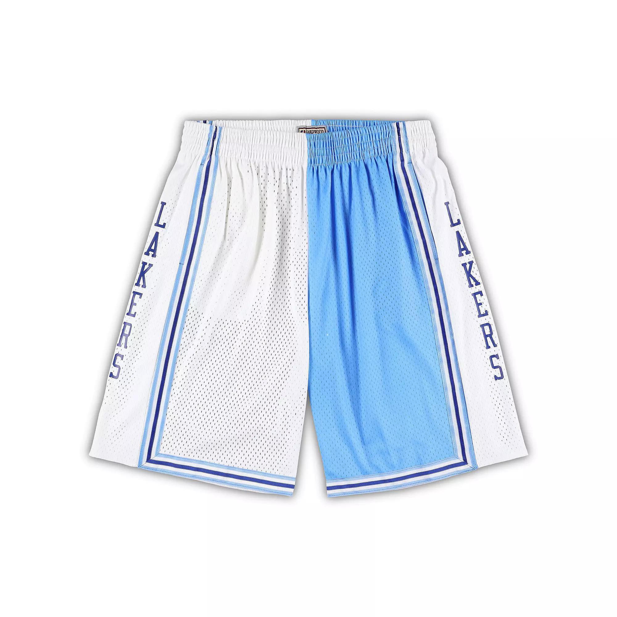 Men's Mitchell & Ness Powder Blue/White Los Angeles Lakers Big & Tall Hardwood Classics Split Swingman Shorts, Size: 5XB, Light Product Image