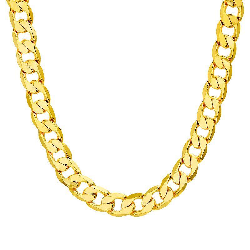 Mens 14k Gold Plated 12 mm Curb Chain Necklace Gold Tone Product Image