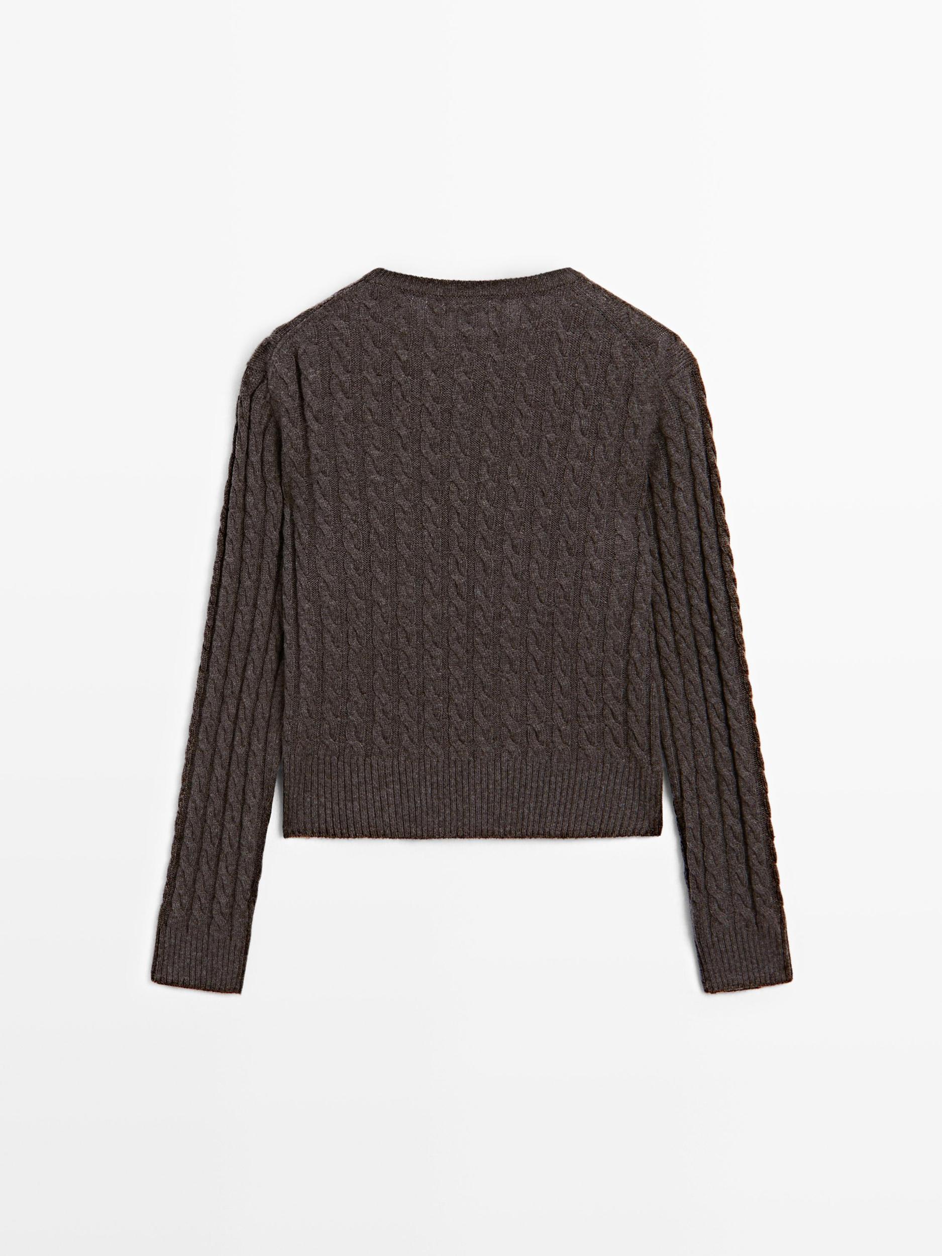 Wool blend cable-knit sweater Product Image