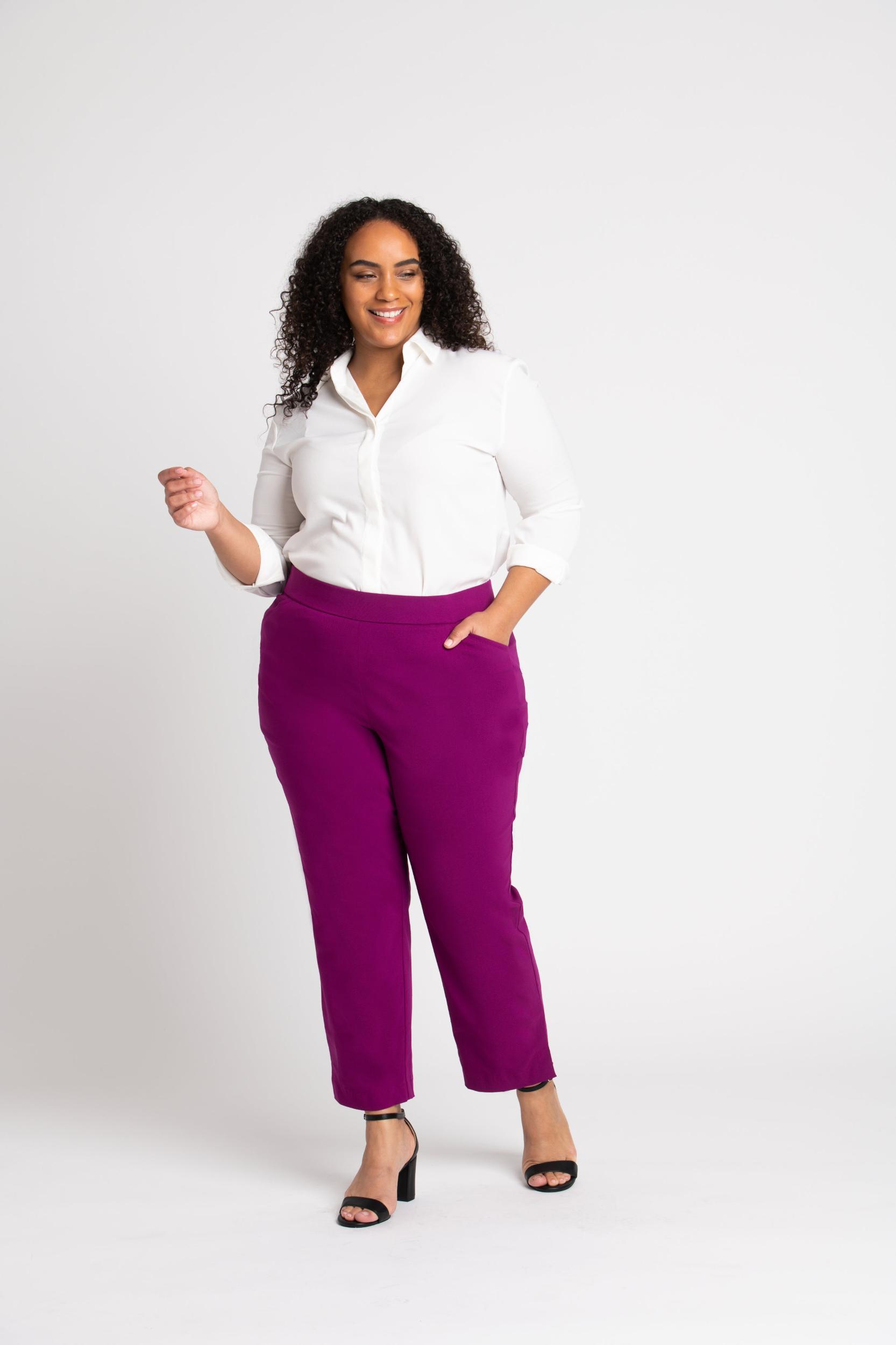 Roz & Ali™ Superstretch Magenta Pull On Ankle Pants - Plus Product Image