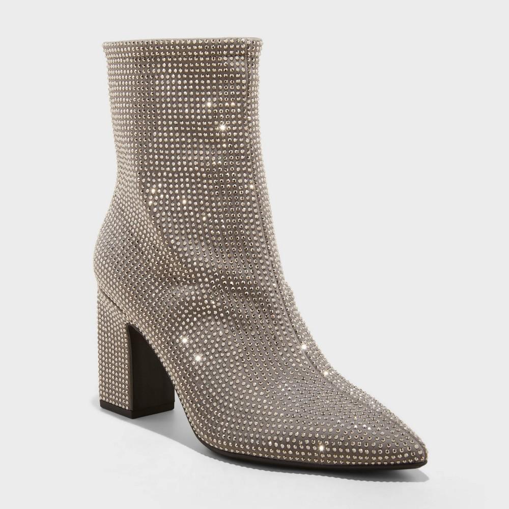 Women's Cassidy Rhinestone Ankle Boots - A New Day™ Silver Product Image