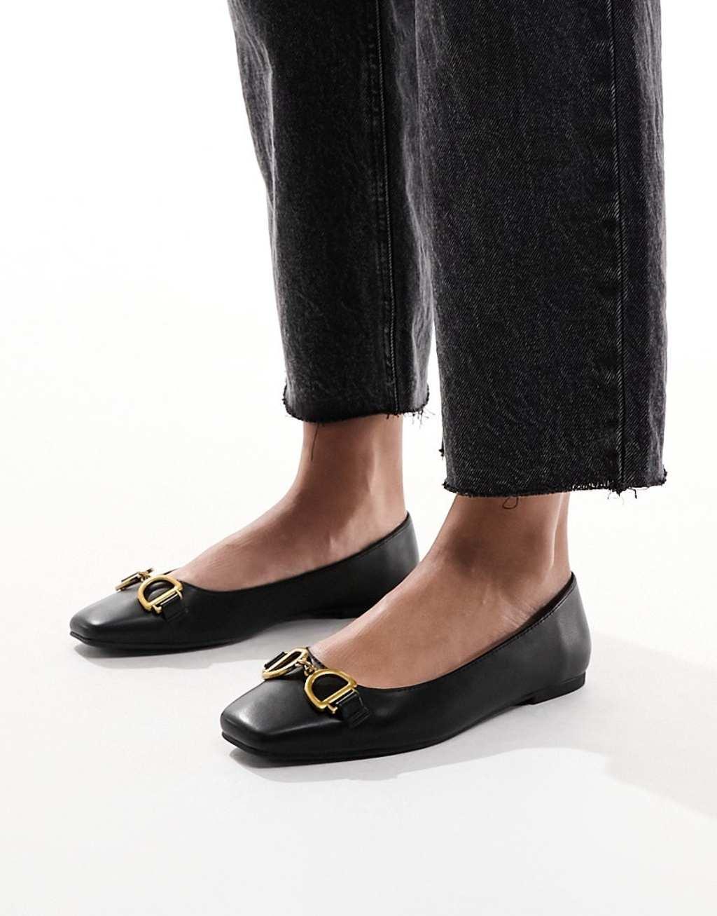 ASOS DESIGN Leighton square toe ballet flats Product Image