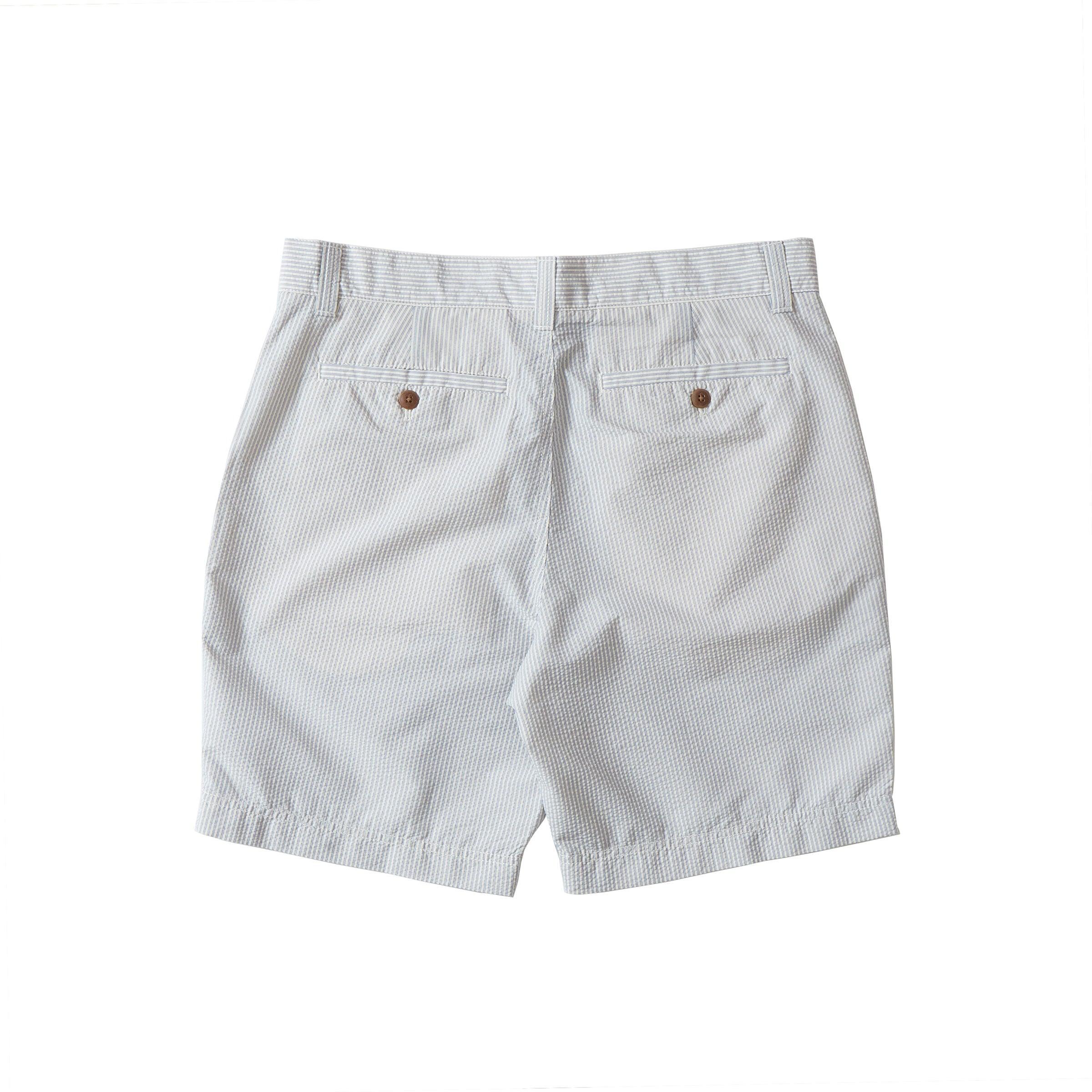Seersucker Drawcord Shorts - Cream Blue Stripe * Product Image