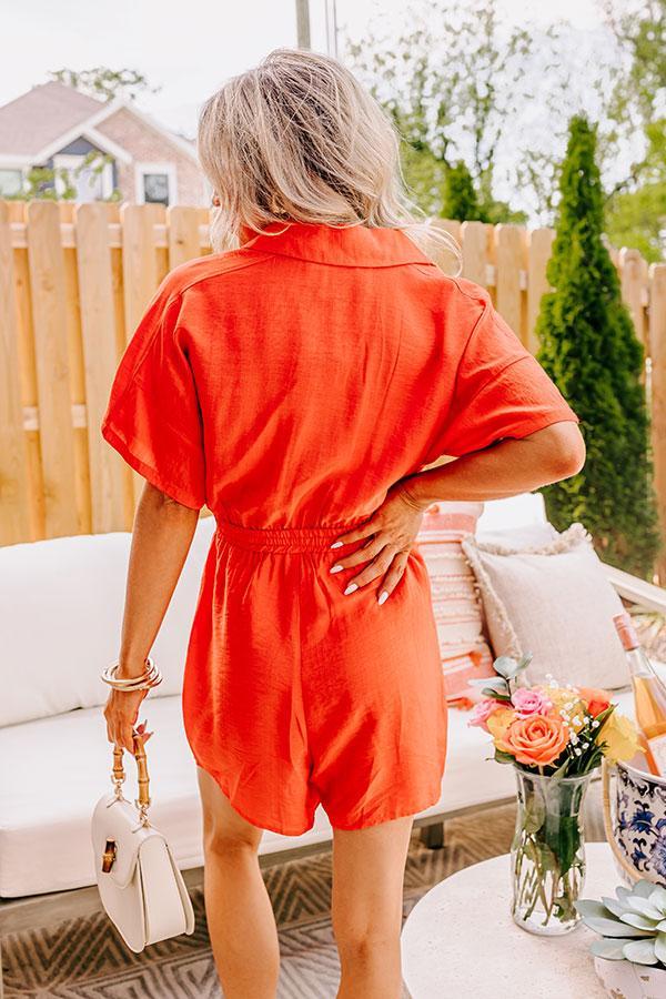 Colorful Coastline Romper in Tangerine Product Image