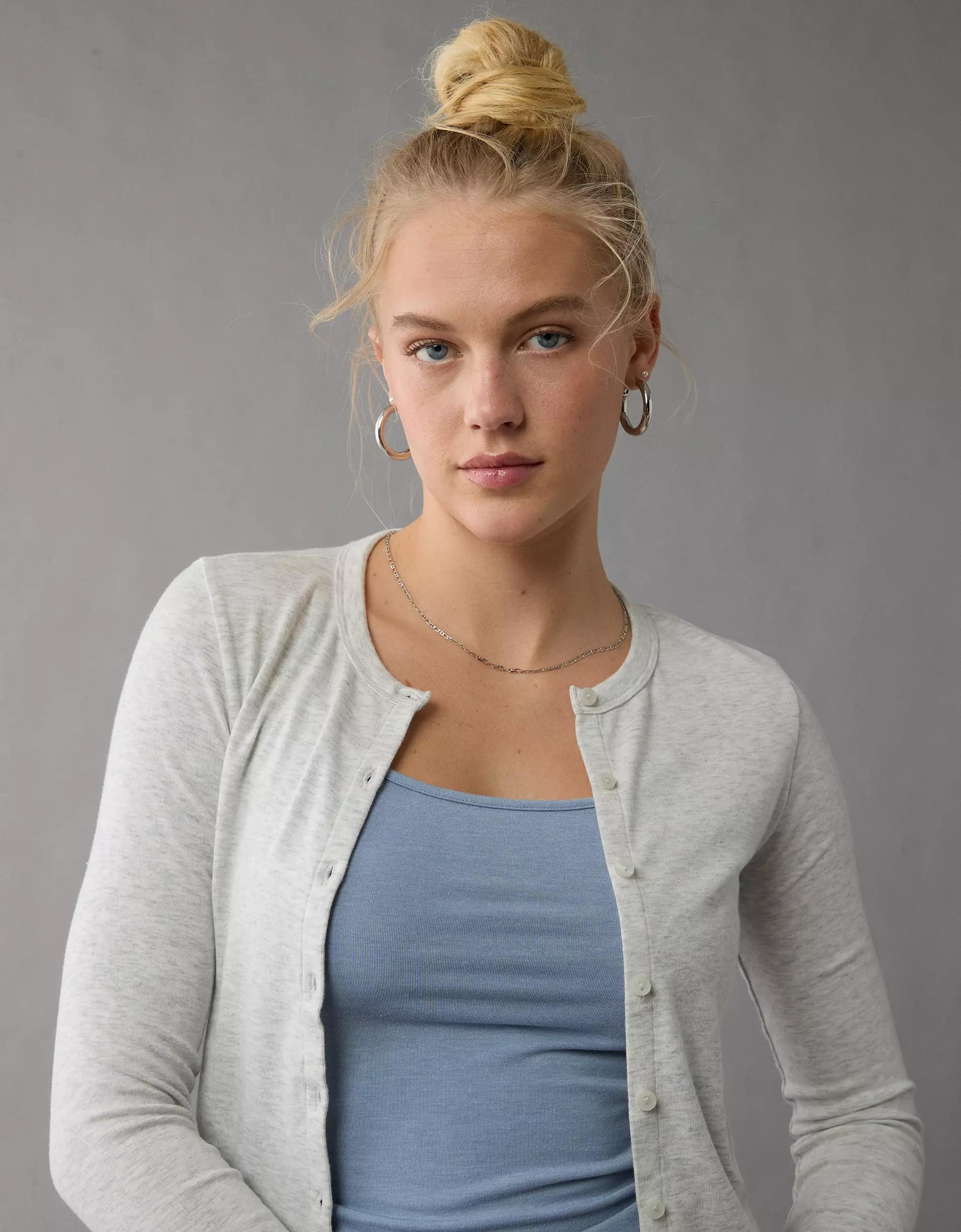 AE Long-Sleeve Button-Up T-Shirt Product Image