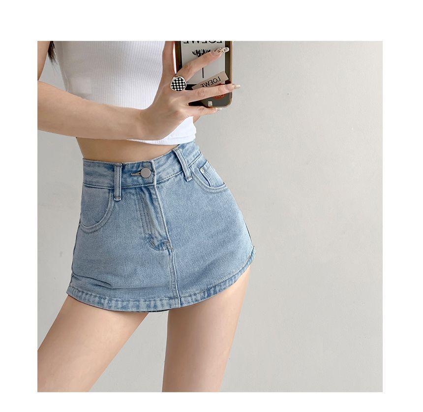 High-Waist Denim Skort Product Image